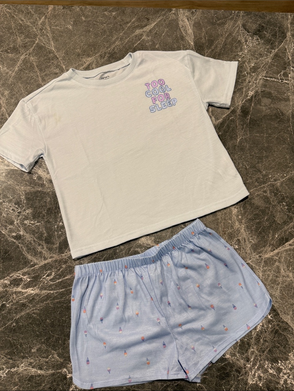 Kids Light Blue 'Too Cool for Sleep' Pajama Set